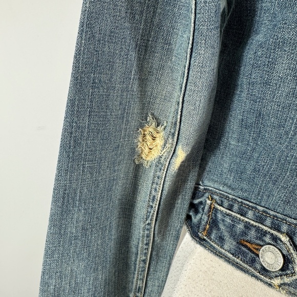 Vintage Abercrombie & Fitch Stone Washed Distressed Cropped Denim Y2K Jacket S - Picture 11 of 15